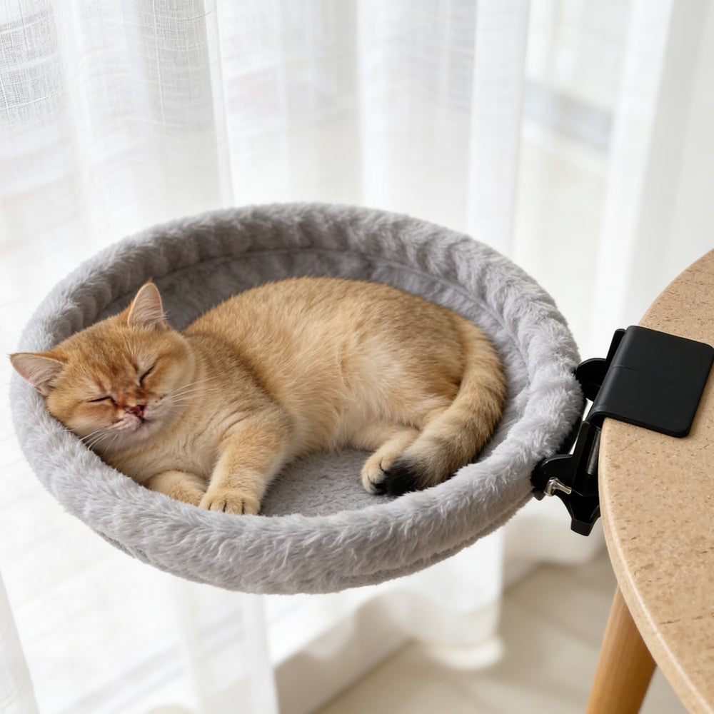 Cat Desk Bed, Space Saving Foldable Cat Bed for Desk, Supports 50 Lbs, Heavy Duty Side Perch for Gaming Desks and Home Office, Machine Washable